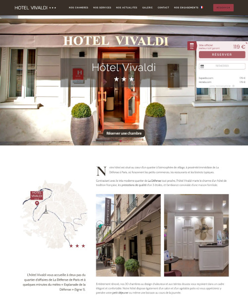 Site internet professionnel de l'Hôtel Vivaldi